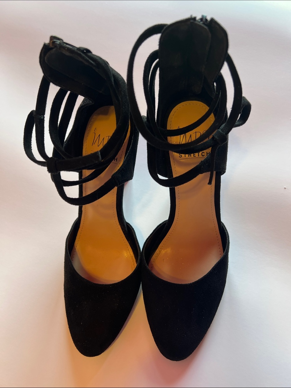 Impo Black Pointed-Toe Ankle Tie Heels 3 inch Heels